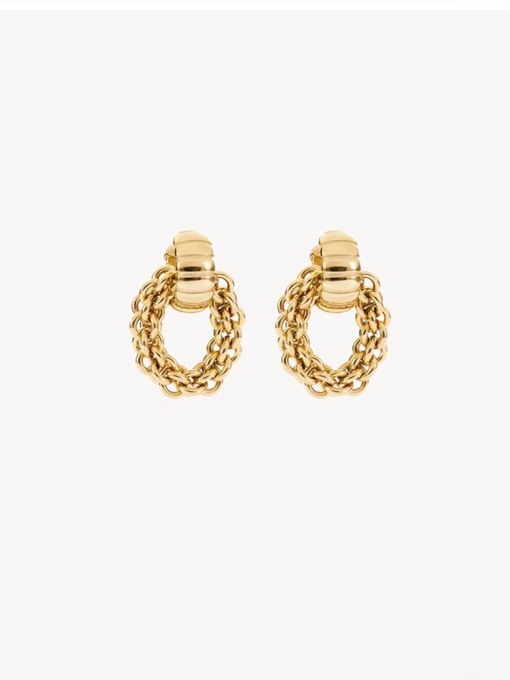 New Coeur de Lion Gold Structure Hoop Earrings with Chain Pendant